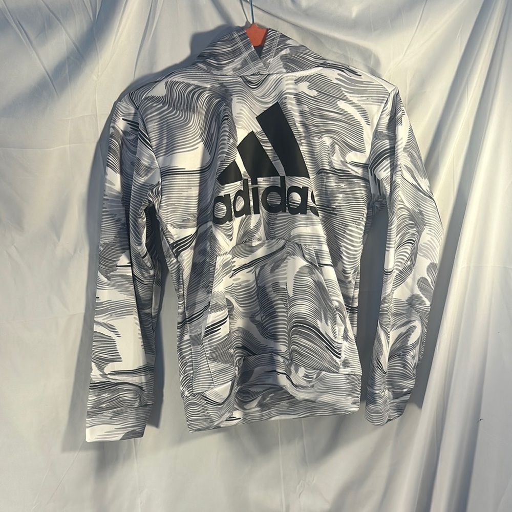Adidas Warp Camo AOP Hoodie Pullover Fleece Lined Boys Size XL 18/20